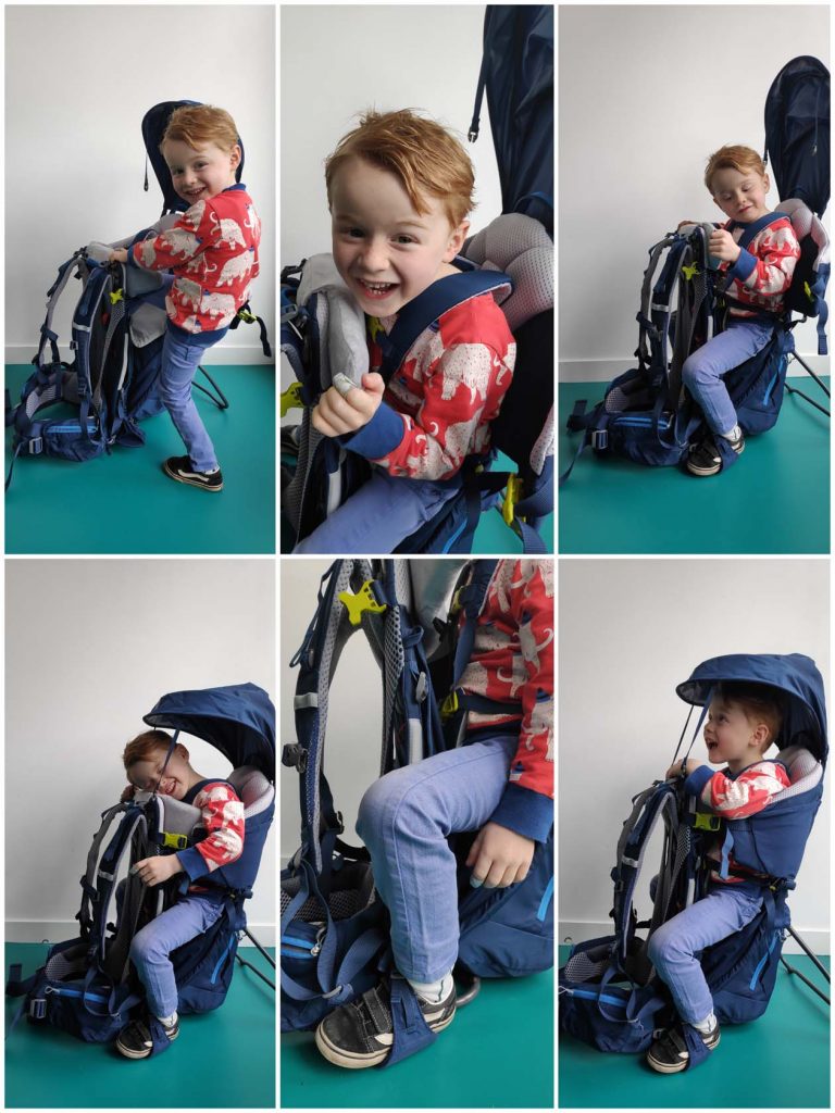 Miniatuur taxi pepermunt Deuter Kid Comfort, comfortabele drager voor wandelingen in binnen- of  buitenland - Gezin op Reis