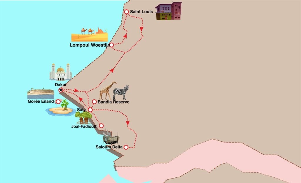 Senegal reisroute